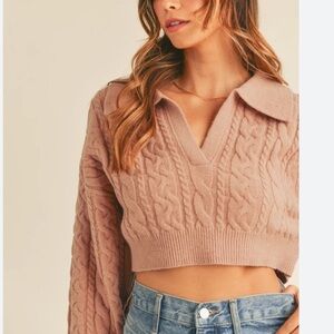 Mable Cable Knit Crop Sweater